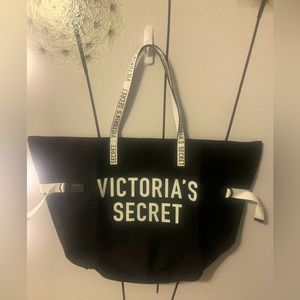 Victoria Secret Black Canvas Leather Straps New Without Tags XL